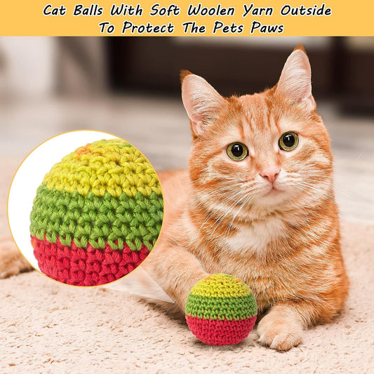 Pelotas de juguete para gatos, de hilo de lana con campana en el interior,