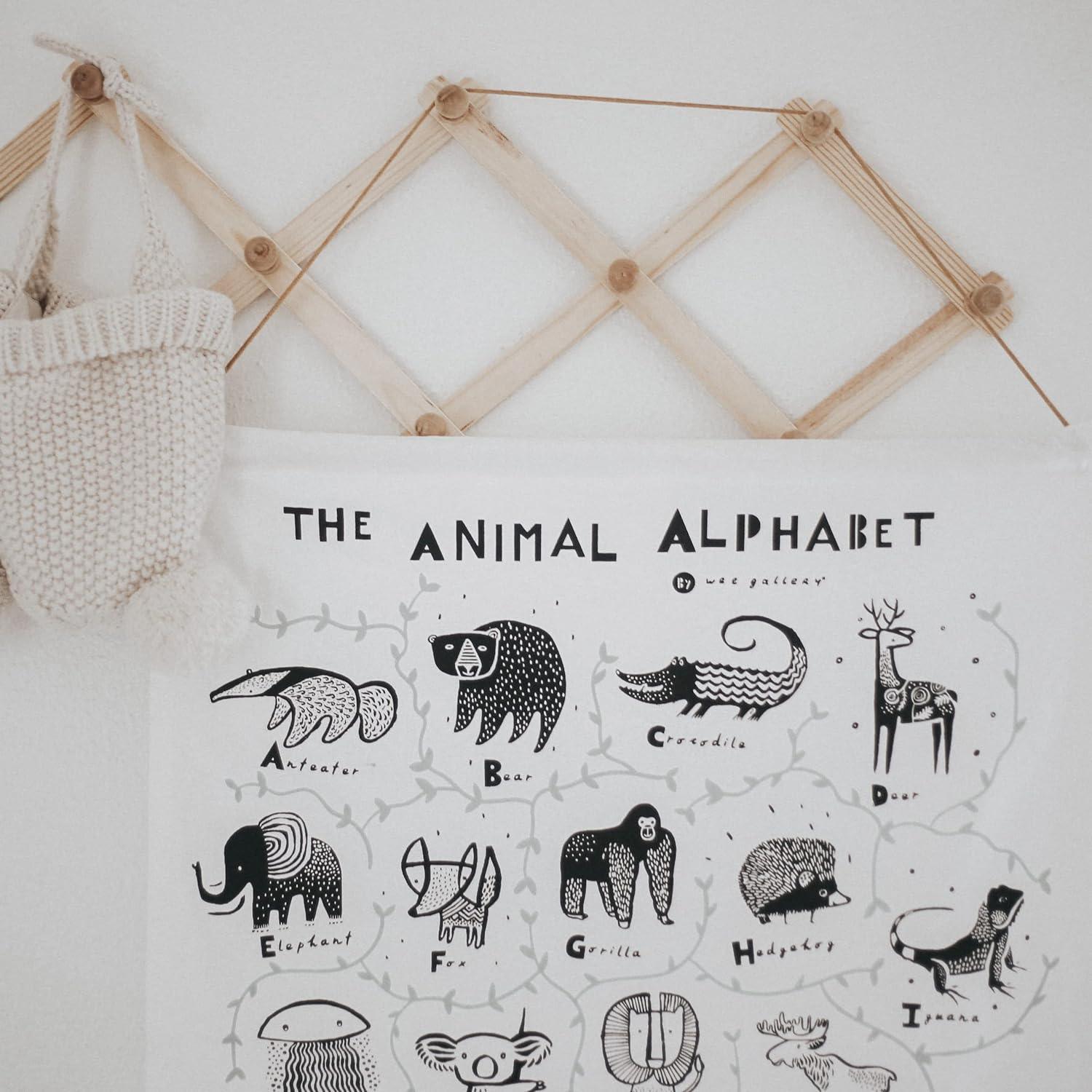 Tapiz de alfabeto de animales, tela de algodón orgánico, decoración de pared - VIRTUAL MUEBLES