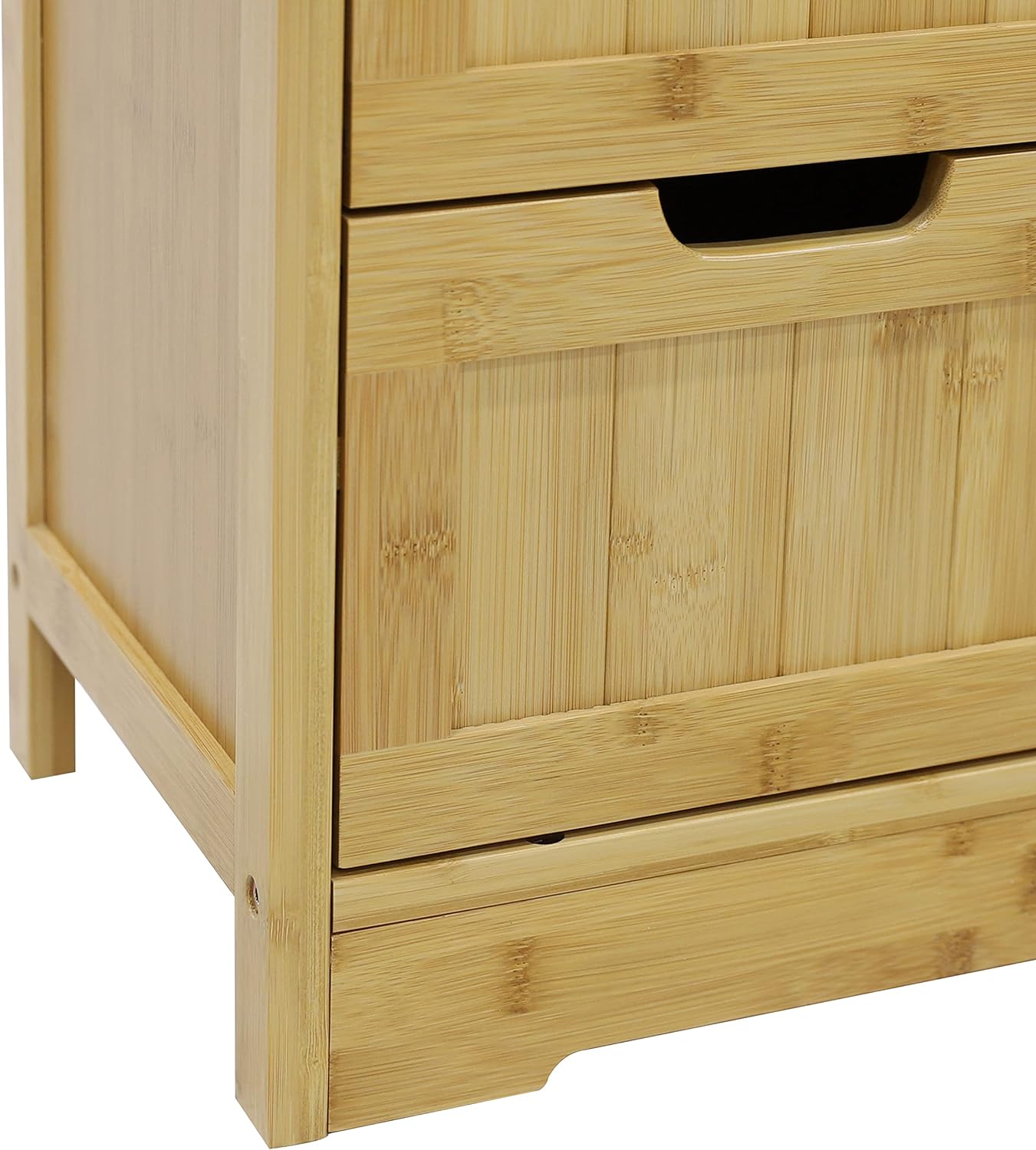 Armario de almacenamiento pequeño de bambú con 4 cajones y 1 armario toalla de