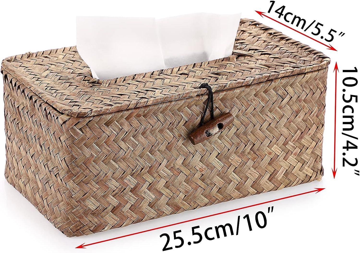 Funda rectangular tejida para caja de pañuelos, soporte decorativo de mimbre de - VIRTUAL MUEBLES