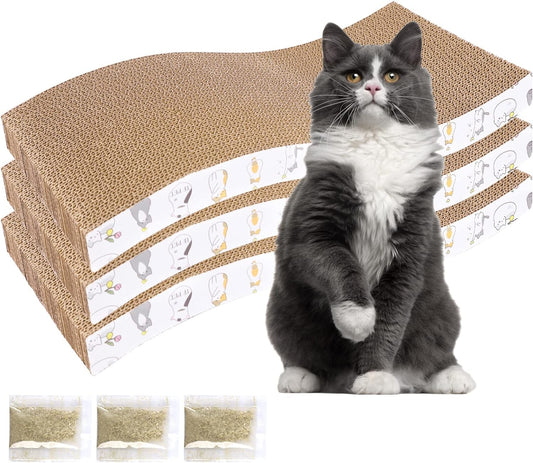 Paquete de 3 almohadillas rascadoras para gatos corrugado para gatos tipo S,