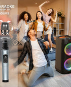 Máquina de karaoke con 2 micrófonos inalámbricos para adultos, altavoz