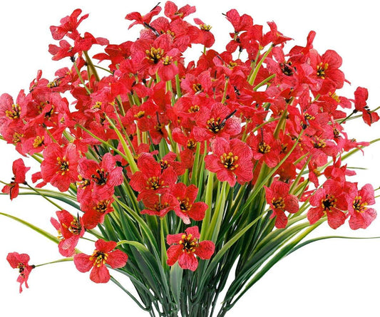 12 paquetes de flores artificiales para exteriores, resistentes a los rayos UV, - VIRTUAL MUEBLES