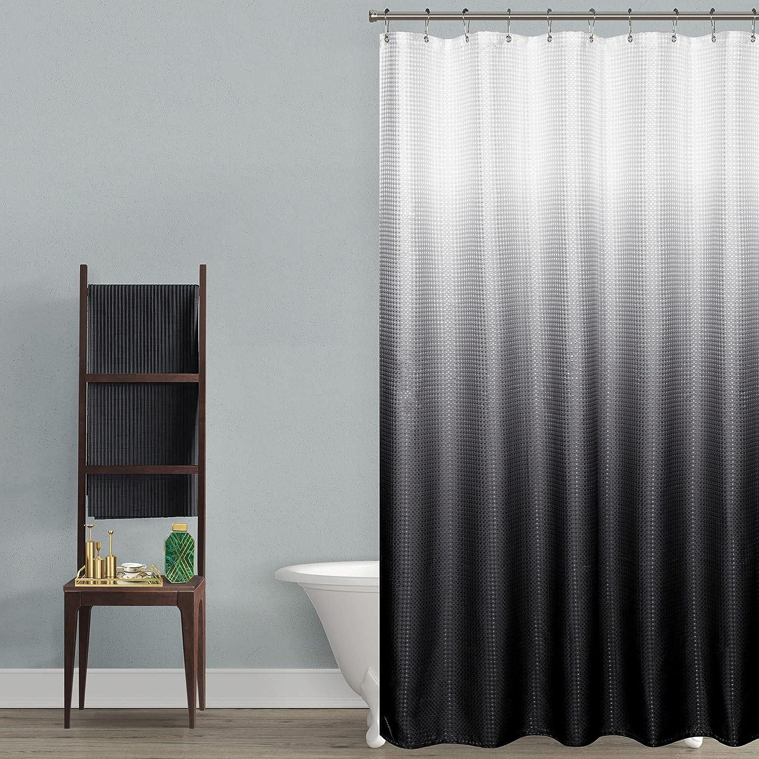 Juego de cortinas de ducha de baño color gris oscuro, calidad de hotel de  230 GSM, tejido gofre, res…Ver más Juego de cortinas de ducha de baño color