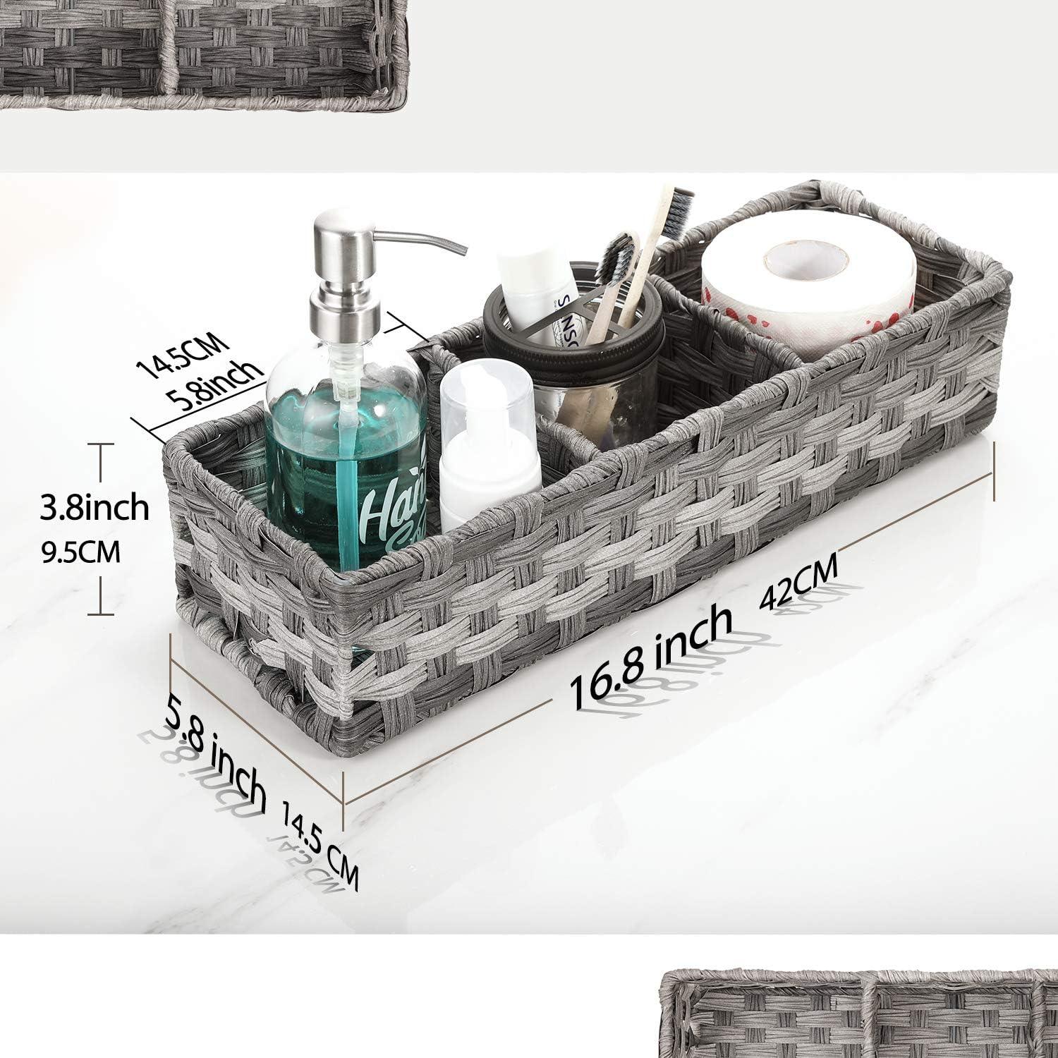 Cesta de papel higiénico para tanque, cestas de baño para organizar bandeja  de baño para mostrador, cesta de almacenamiento para organizador de baño