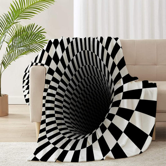 Manta ligera de franela de vellón con ilusiones ópticas de vórtice visual 3D,