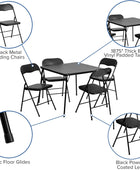 Juego de mesa y silla plegable 5 unidades color negro