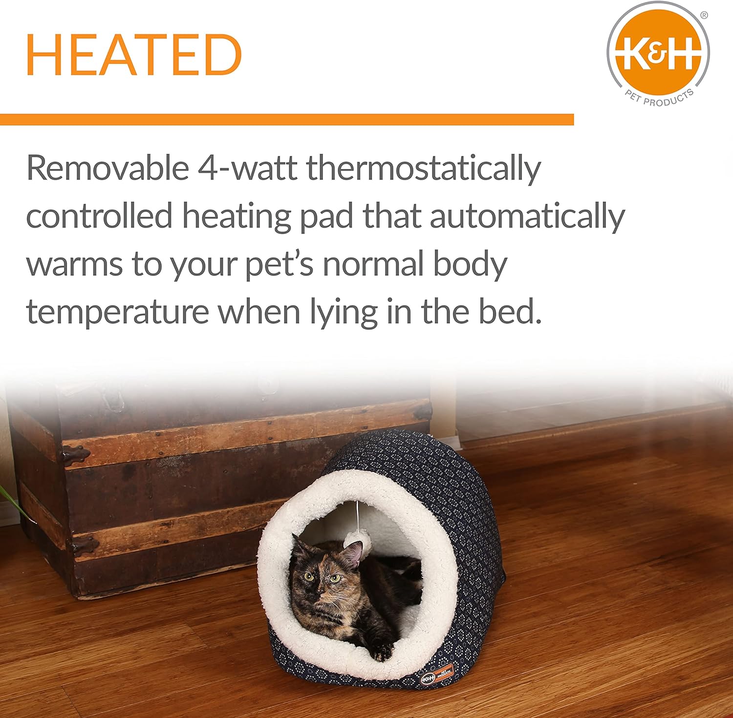 K&H Products Thermo-Pet Cave Cama para gatos con calefacción, color azul