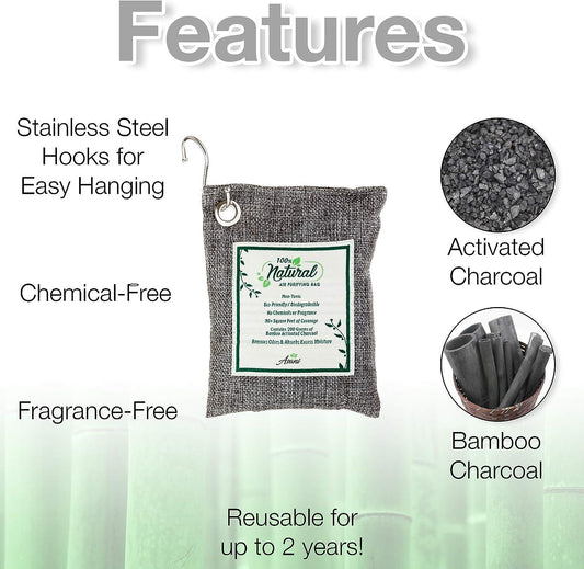 Bolsas purificadoras de aire con carbón activado de bambú (paquete purificador - VIRTUAL MUEBLES