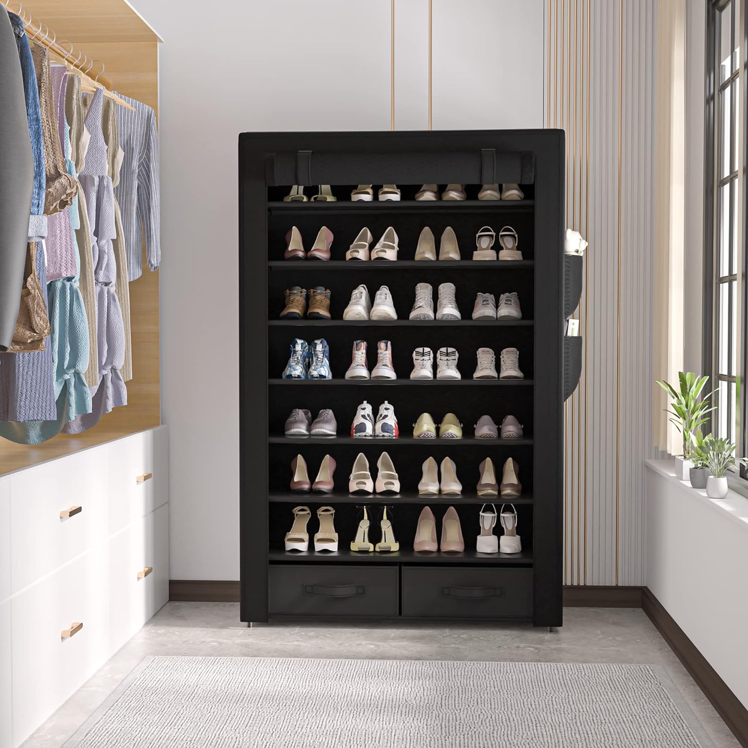 Zapatero de almacenamiento para 32 pares, organizador alto para zapatos,