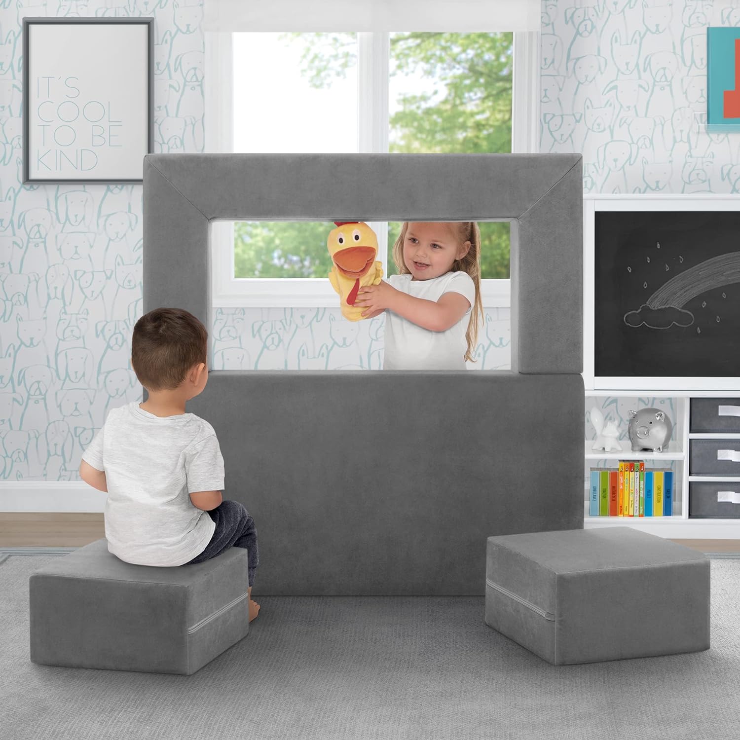  MeMoreCool Sofá modular para niños, sofá modular para sala de  juegos, juego de sofá plegable de 8 piezas, sofá convertible de espuma para  niños : Hogar y Cocina