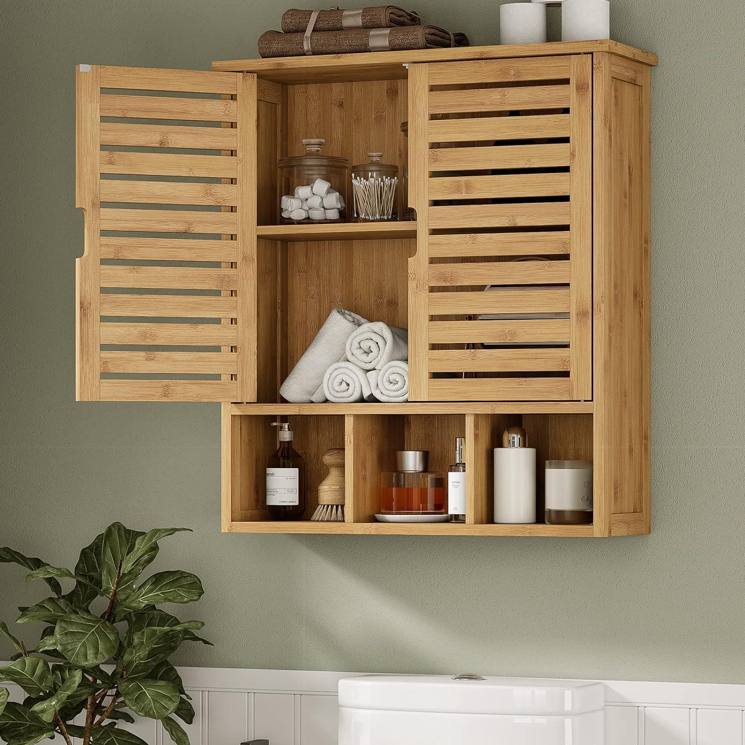 Armario de pared para baño, botiquines de madera con 2 puertas y estan -  VIRTUAL MUEBLES