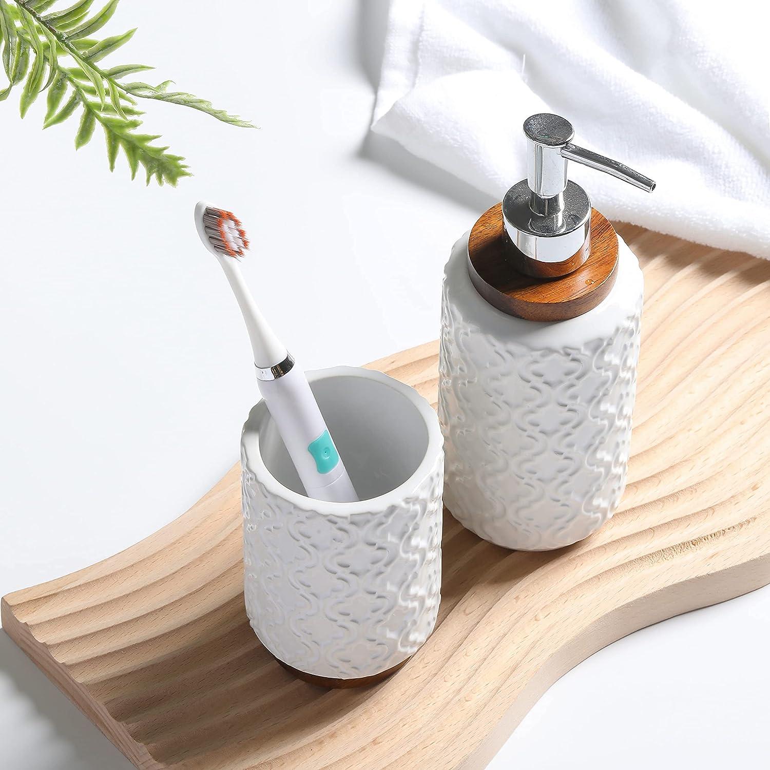 RQYIXI Juego de accesorios de baño, 4 piezas, soporte para cepillo de dientes, - VIRTUAL MUEBLES
