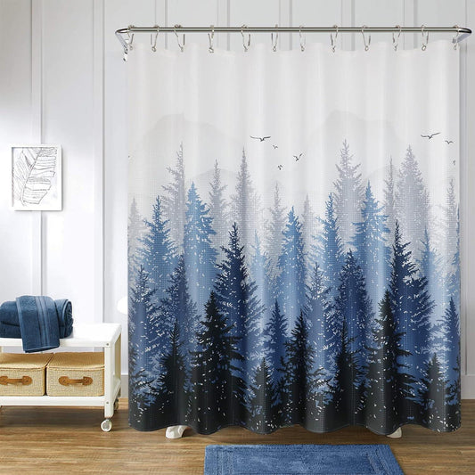 Juego de cortinas de ducha de tela patrón de árbol natural cortinas de ducha - VIRTUAL MUEBLES