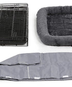New World Kit de jaula para perros de doble puerta incluye una cama gris y