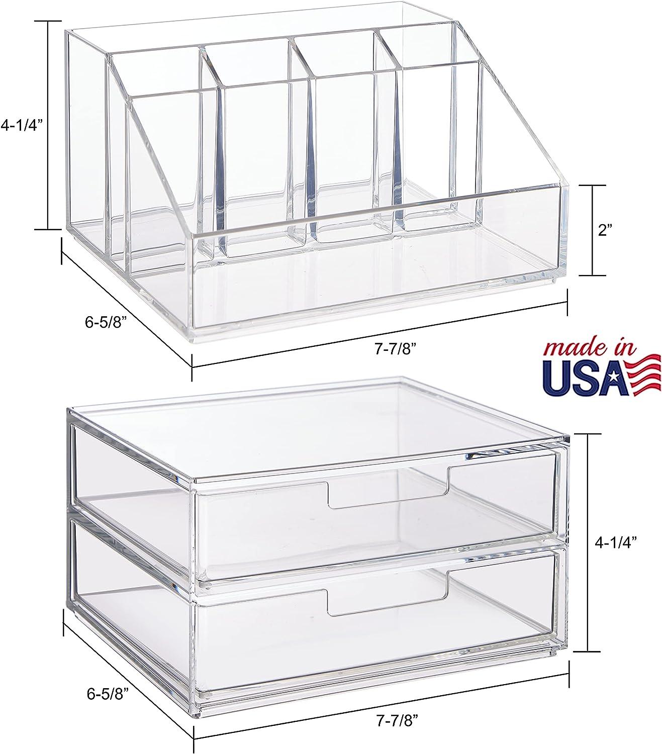 STORi Chloe Juego de soporte de maquillaje transparente apilable y cajón - VIRTUAL MUEBLES