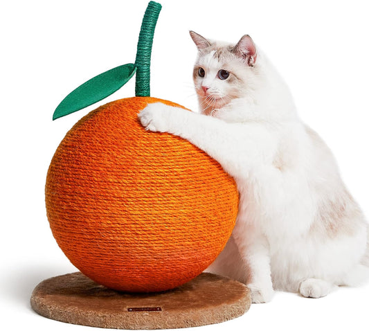 Poste rascador de naranja para gatos con cuerda de sisal, poste vertical para