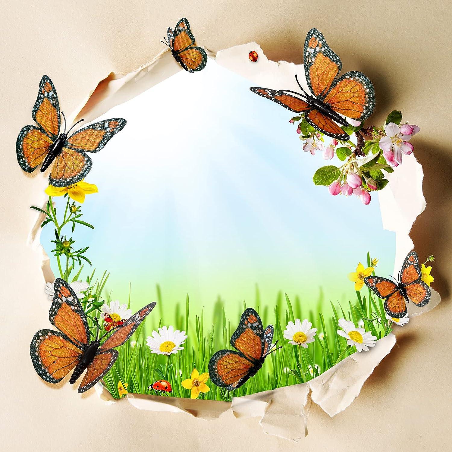 Decoración de mariposa monarca de 3 tamaños, mariposas falsas, mariposas - VIRTUAL MUEBLES