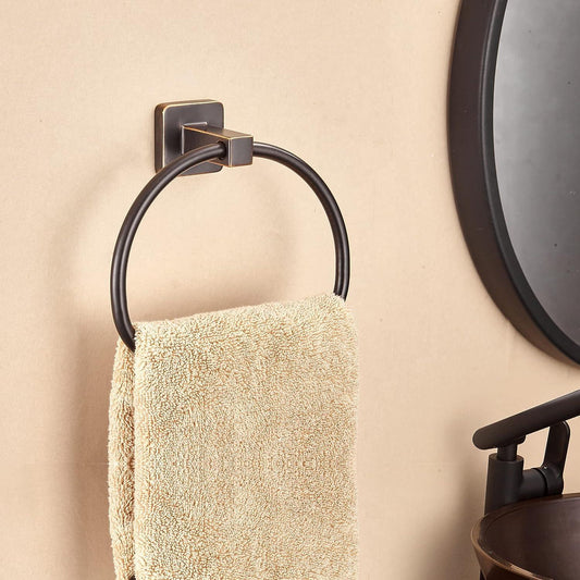 Anillo de toalla de bronce, soporte de pared para toallas de mano de baño, - VIRTUAL MUEBLES