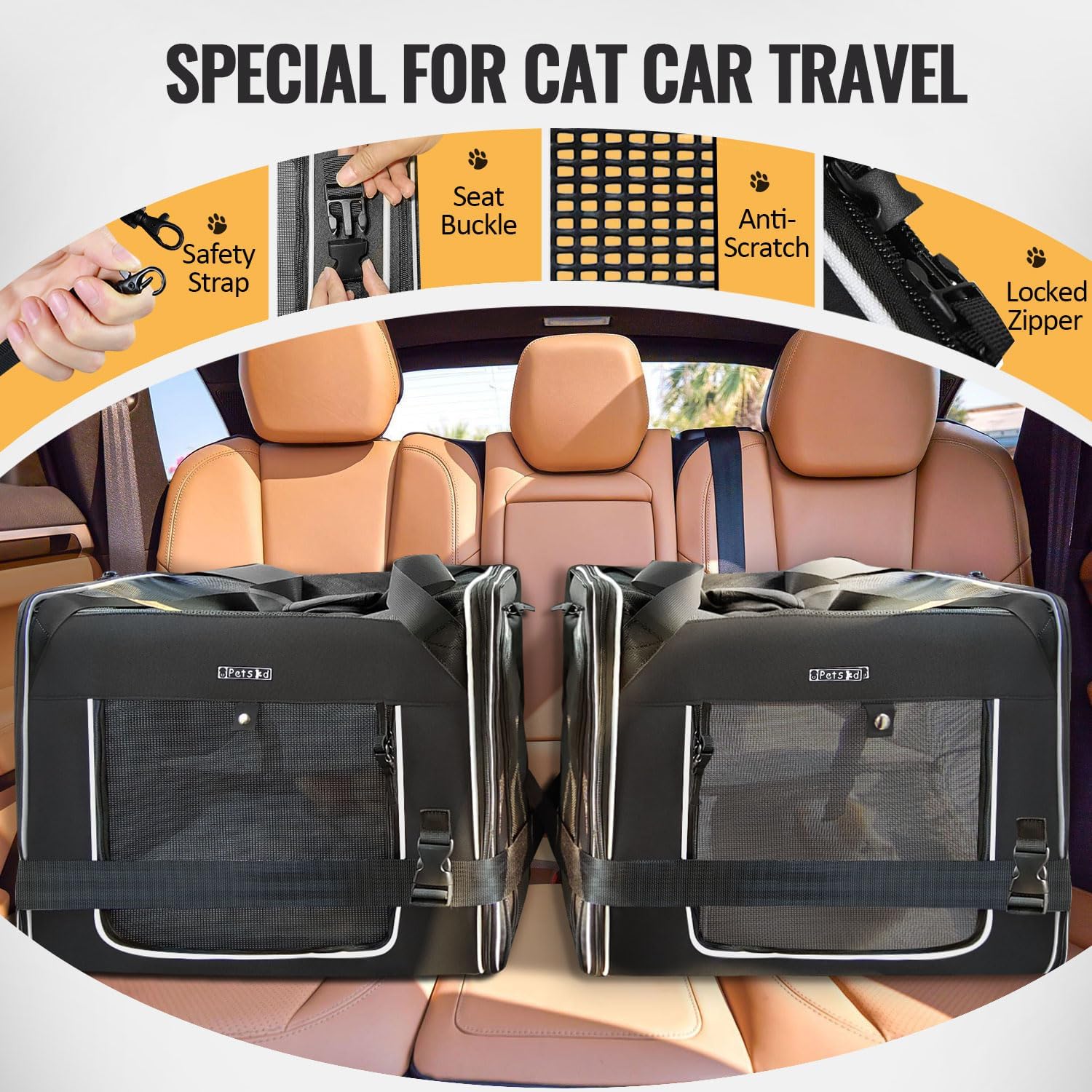 Portador portátil doble para mascotas 2 en 1, jaula de viaje para gatos de 36 x