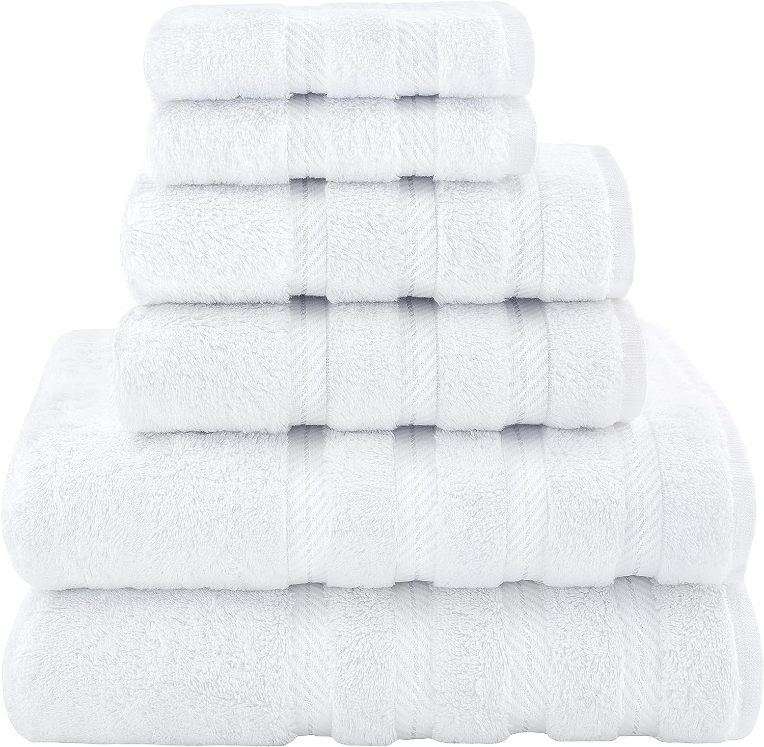 Elvana Home Juego de 6 toallas de algodón ultra suave que contiene 2  toallas de baño de 28 x 55 pulgadas, 2 toallas de mano de 16 x 24 pulgadas  y 2