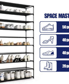 Estante para zapatos de 10 niveles de tela no tejida y metal, almacena 50
