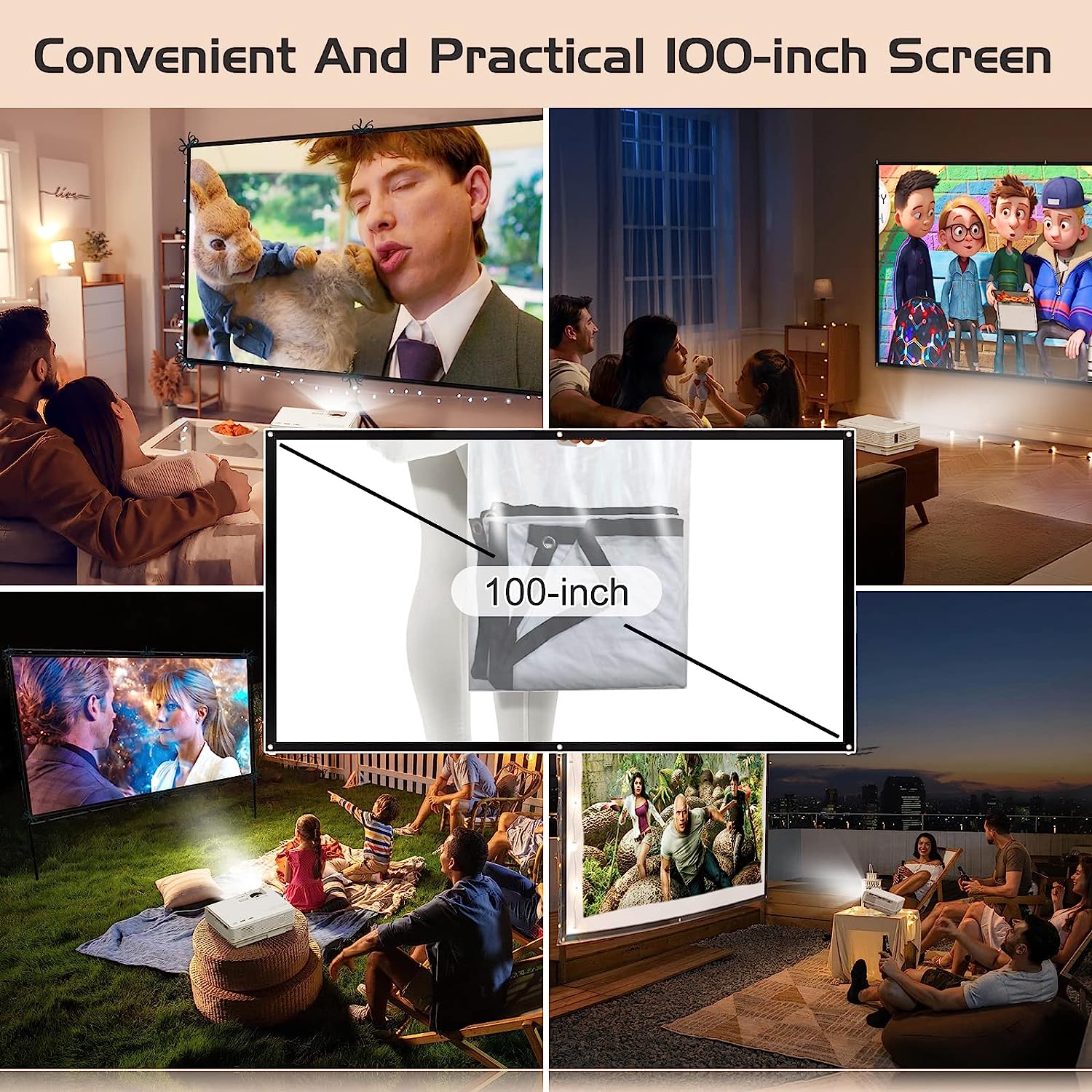 Mini proyector de video con brillo 7500, compatible con 1080P, proyector de  cine portátil para exteriores, pantalla de 176 pulgadas compatible con TV