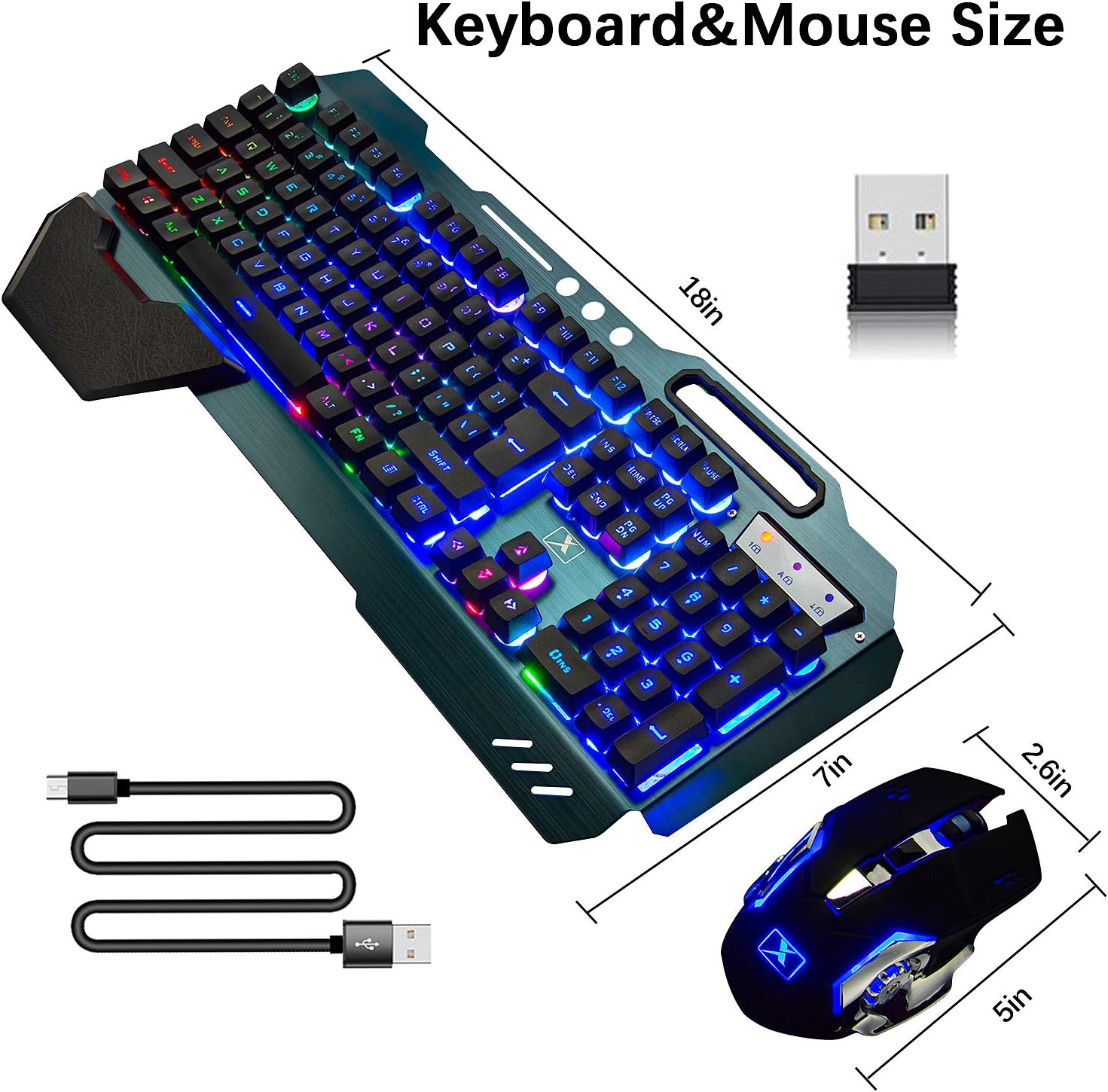 Teclado y ratón inalámbricos para juegos, ratón de teclado recargable