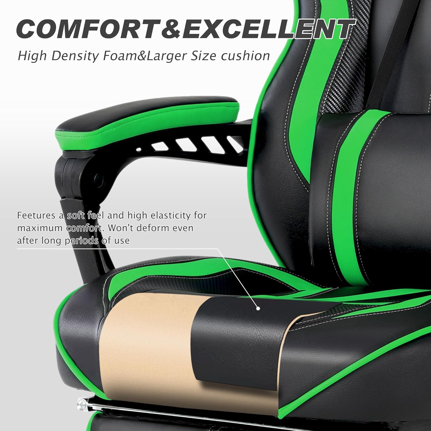 Silla de juegos con reposapiés, silla grande y alta para jugadores con masaje