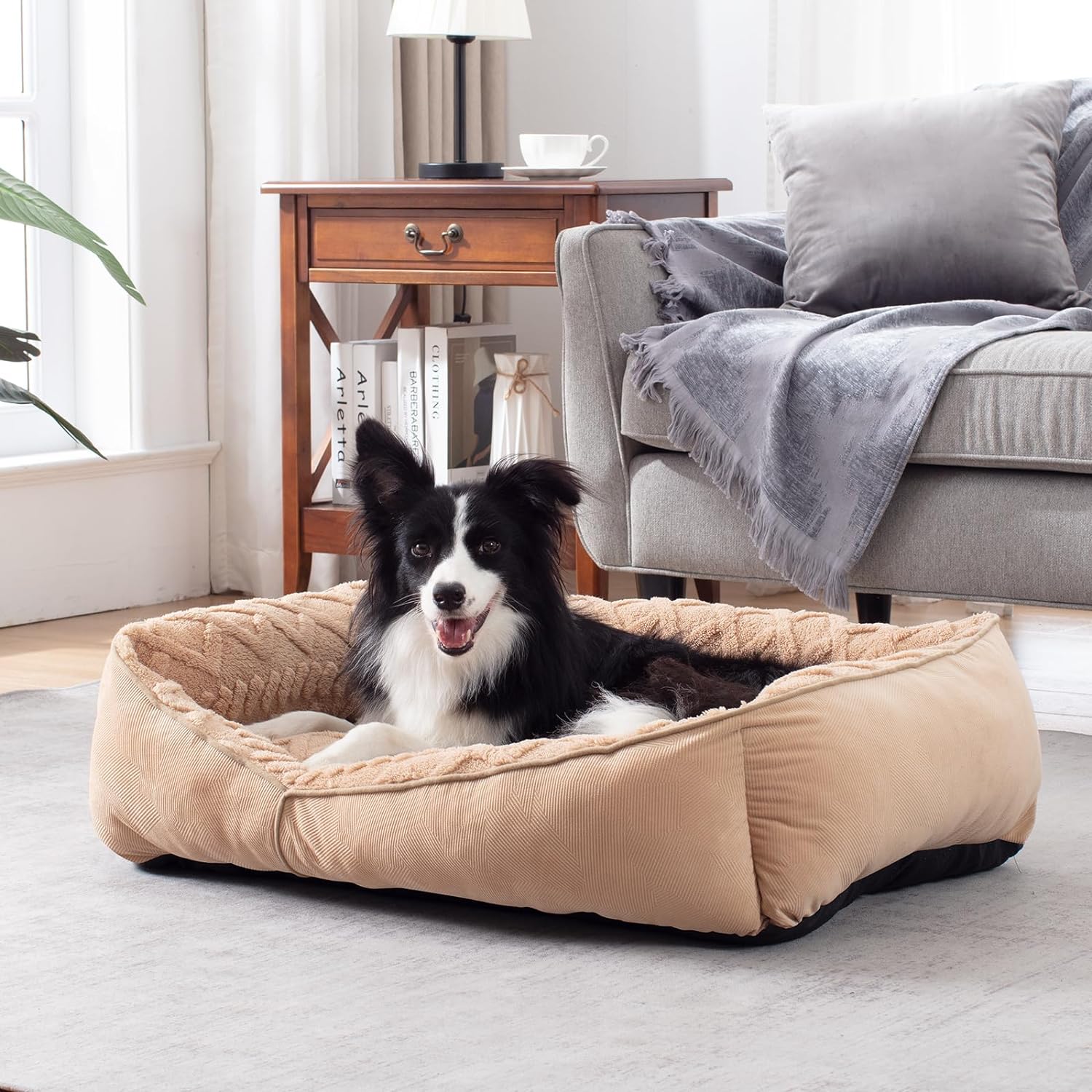 Cama rectangular para perros, cama mediana para perros grandes, medianos y