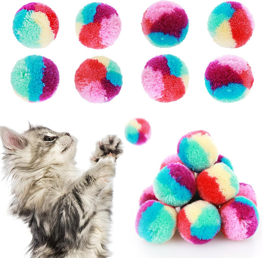 Juguetes coloridos de 1.2 pulgadas, 20 unidades de bolas de juguete para gatos
