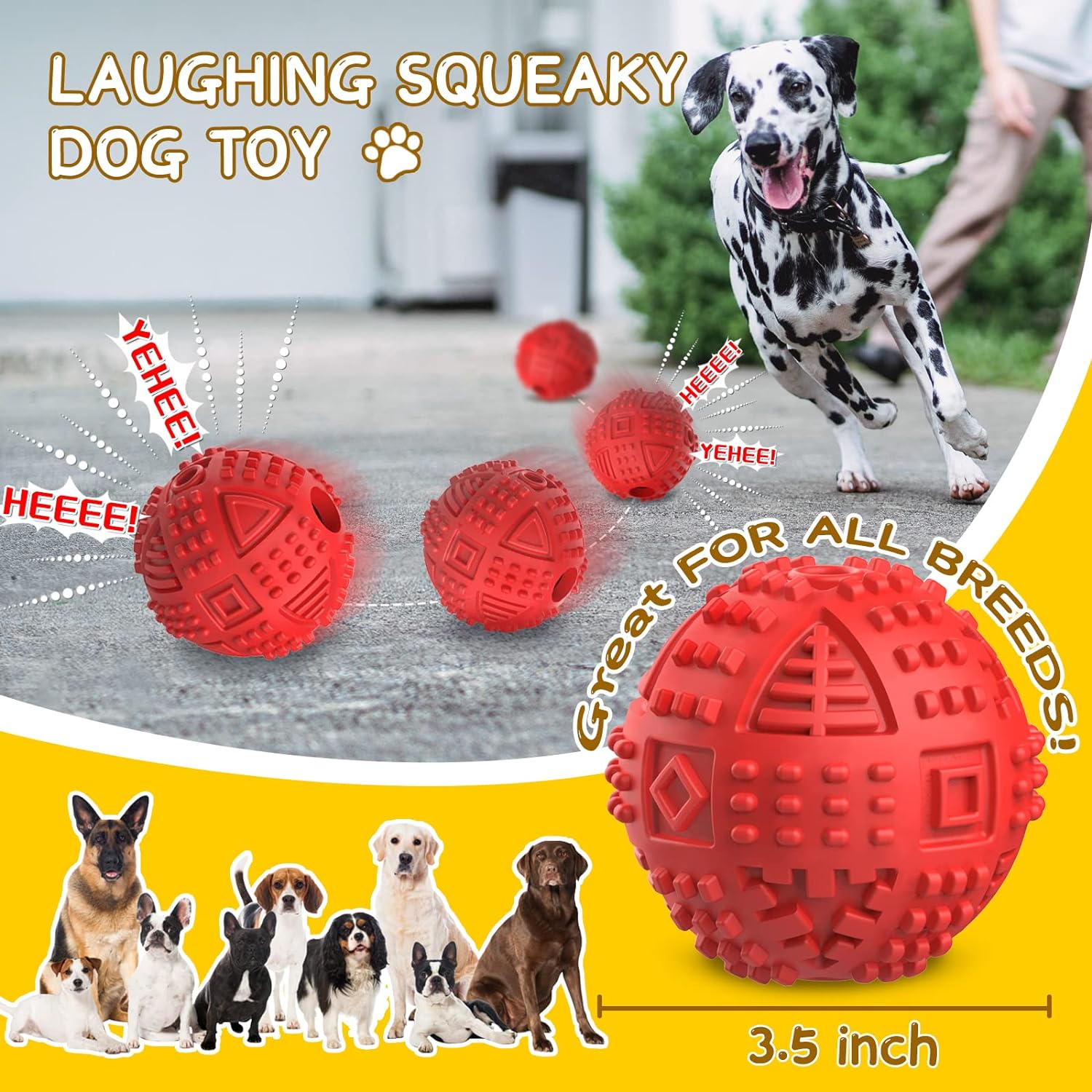 Pelota de juguetes para perros, bola de golosinas para perros, juguetes  interactivos para perros, pelota chirriante segura (verde, 4.2 pulgadas)