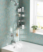 Zenna Home 2159NN Barra de tensión con estantes para ducha, de níquel satinado - VIRTUAL MUEBLES