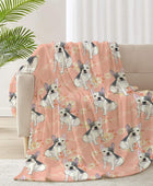 Boston Terrier Manta ligera de franela con diseño de flores de perro, manta de