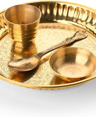 Juego de accesorios de latón Pooja Thali para Indian Pital para Janamasthmi