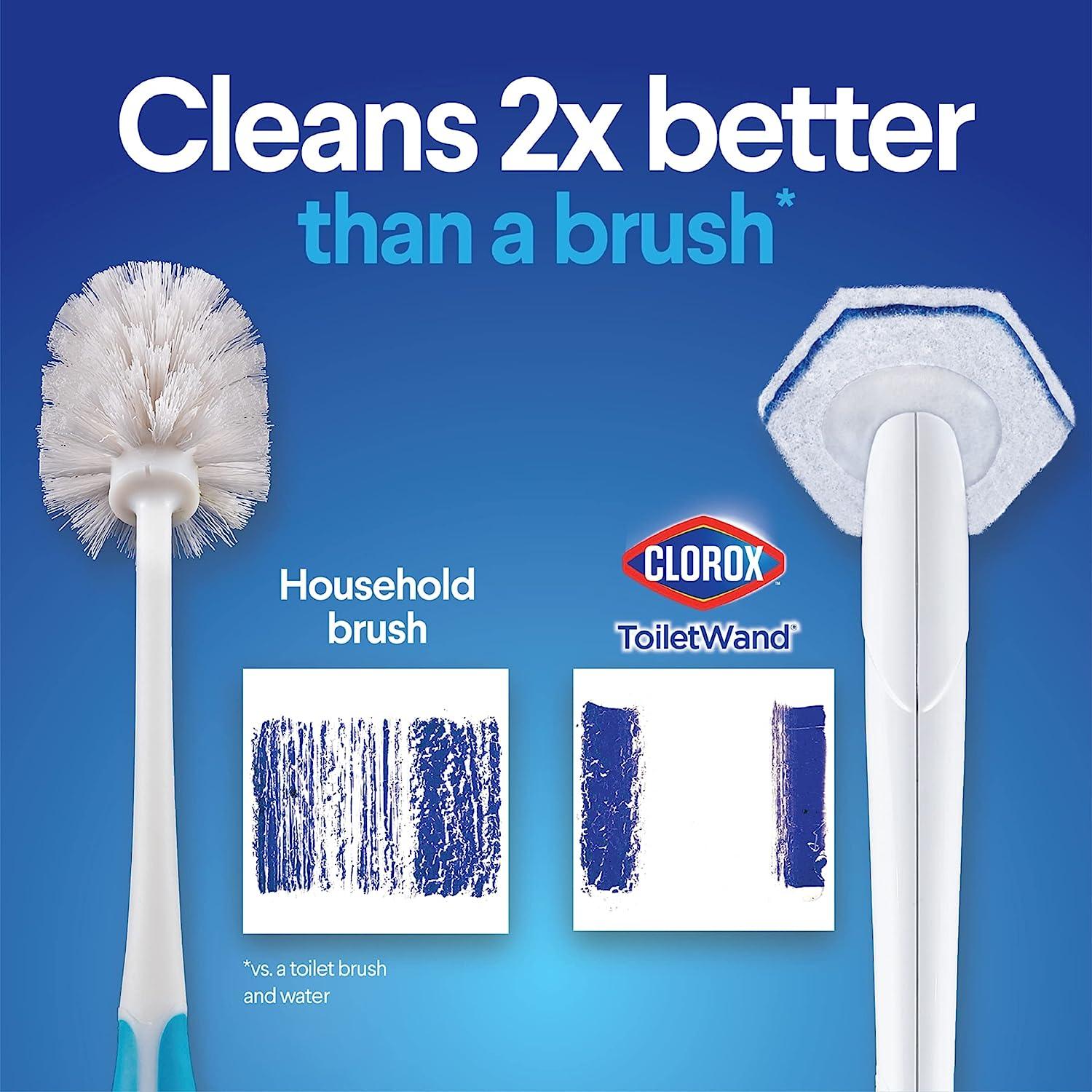  Clorox ToiletWand Kit de limpieza de inodoro desechable,  cepillo de inodoro, sistema de limpieza de inodoro y baño con estuche de  almacenamiento y 16 cabezales de repuesto desinfectantes (el paquete puede