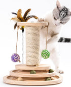 Juguete para gatos de 2 capas con pluma, juguete interactivo para gatos con