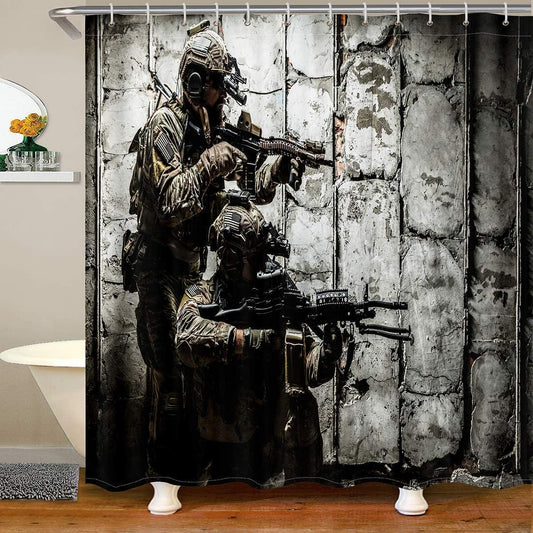 Cortinas de ducha de soldado para baño, para niños, adolescentes, bajo misión, - VIRTUAL MUEBLES