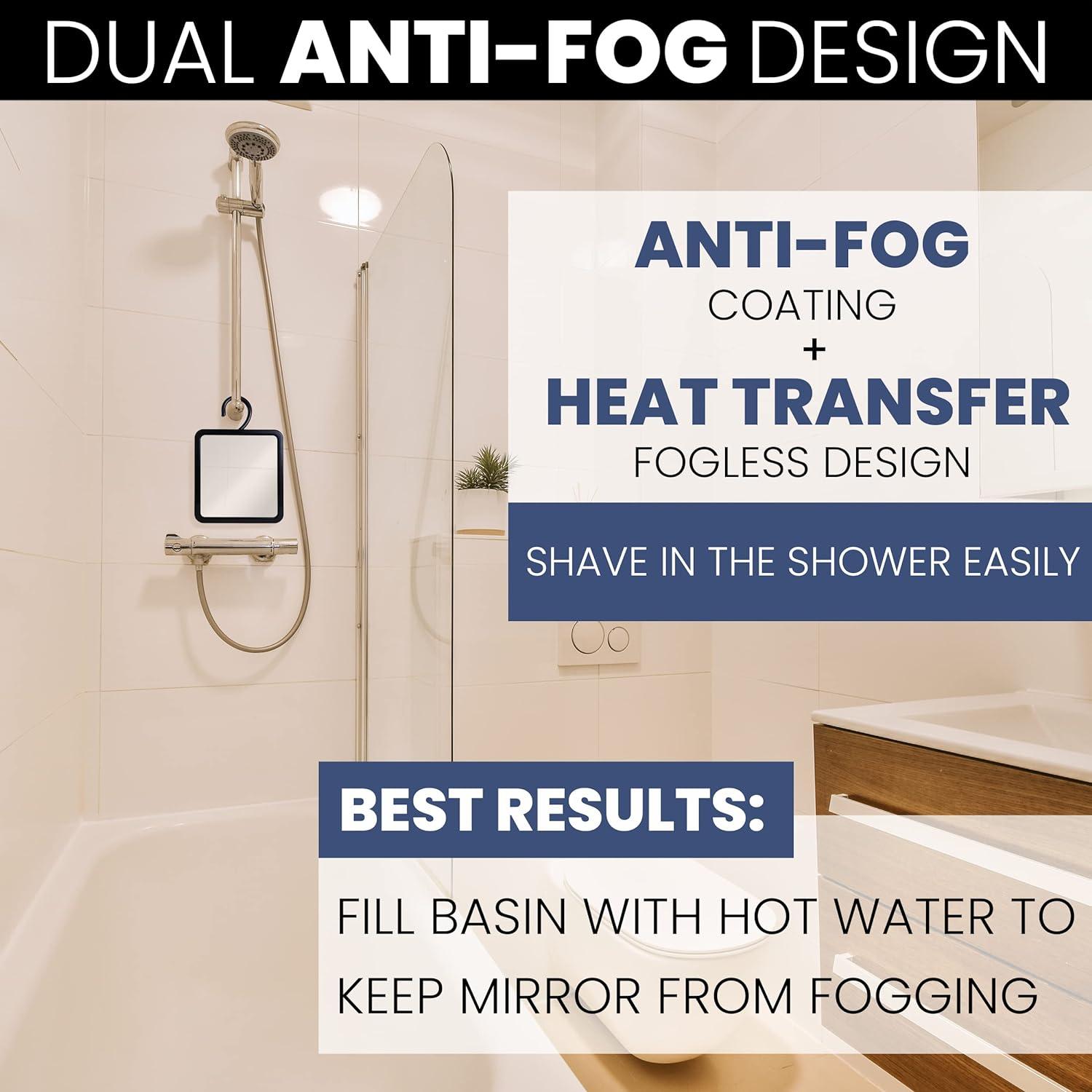 Espejo de ducha sin niebla para afeitarse con gancho para colgar y sup -  VIRTUAL MUEBLES
