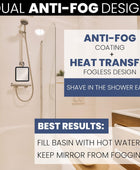 Espejo de ducha sin niebla para afeitarse con gancho para colgar y superficie - VIRTUAL MUEBLES