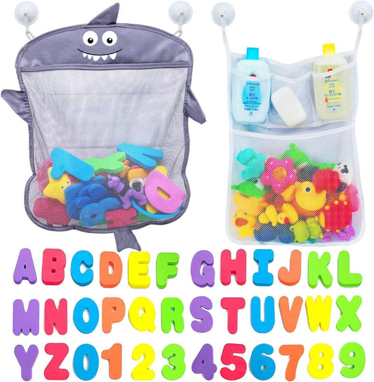 Organizador de juguetes de baño para bebé, tiburón + 36 letras y números de - VIRTUAL MUEBLES