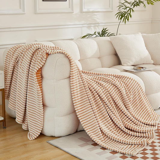 Manta de forro polar para sofá, amarilla, suave, afelpada, cálida y acogedora,