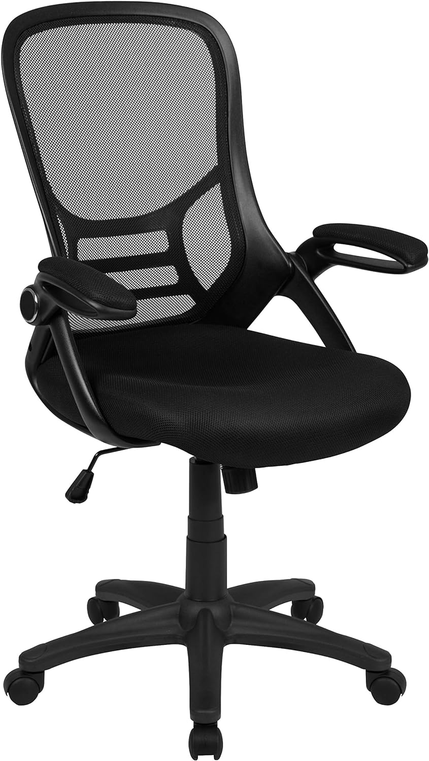 Silla de oficina acanalada con respaldo alto, silla de conferencia  ejecutiva de piel sintética, silla giratoria ajustable (negro)