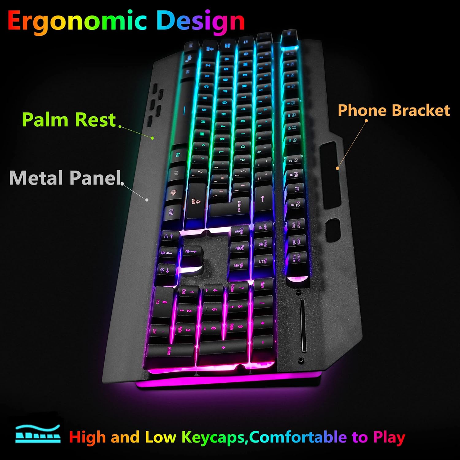 Teclado y mouse inalámbricos RGB para juegos  