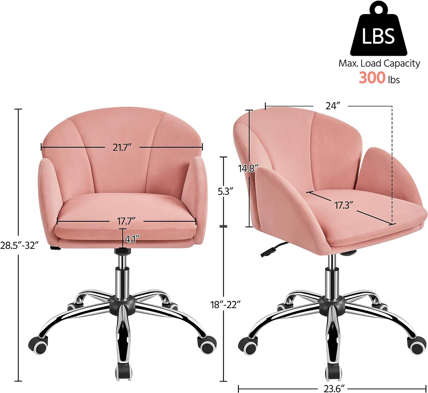 Silla de tocador rosa con respaldo, silla de escritorio de terciopelo para  sala de maquillaje, bonita silla giratoria con ruedas rodantes, silla de