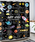 Cortina de ducha con alfabeto del espacio exterior para niños, diseño de - VIRTUAL MUEBLES