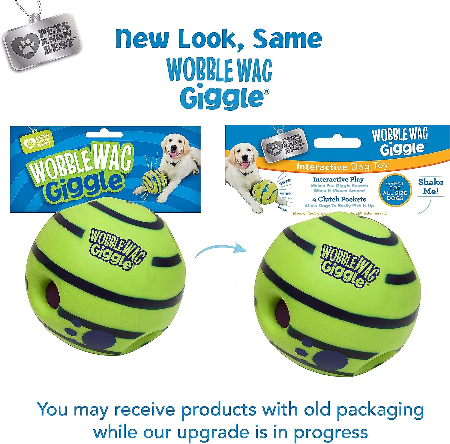 Wobble Giggle - Pelota de juguetes interactiva para perros, pelota de  juguetes chirriantes para perros, bola masticable duradera para  entrenamiento
