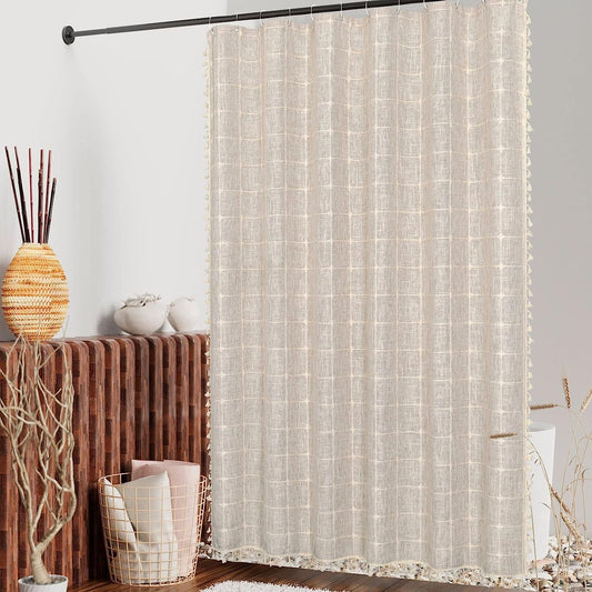 Juego de cortinas de ducha estilo bohemio, modernas cortinas de ducha de tela
