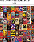 60 pósteres vintage de banda de rock para estética de habitación, sala de