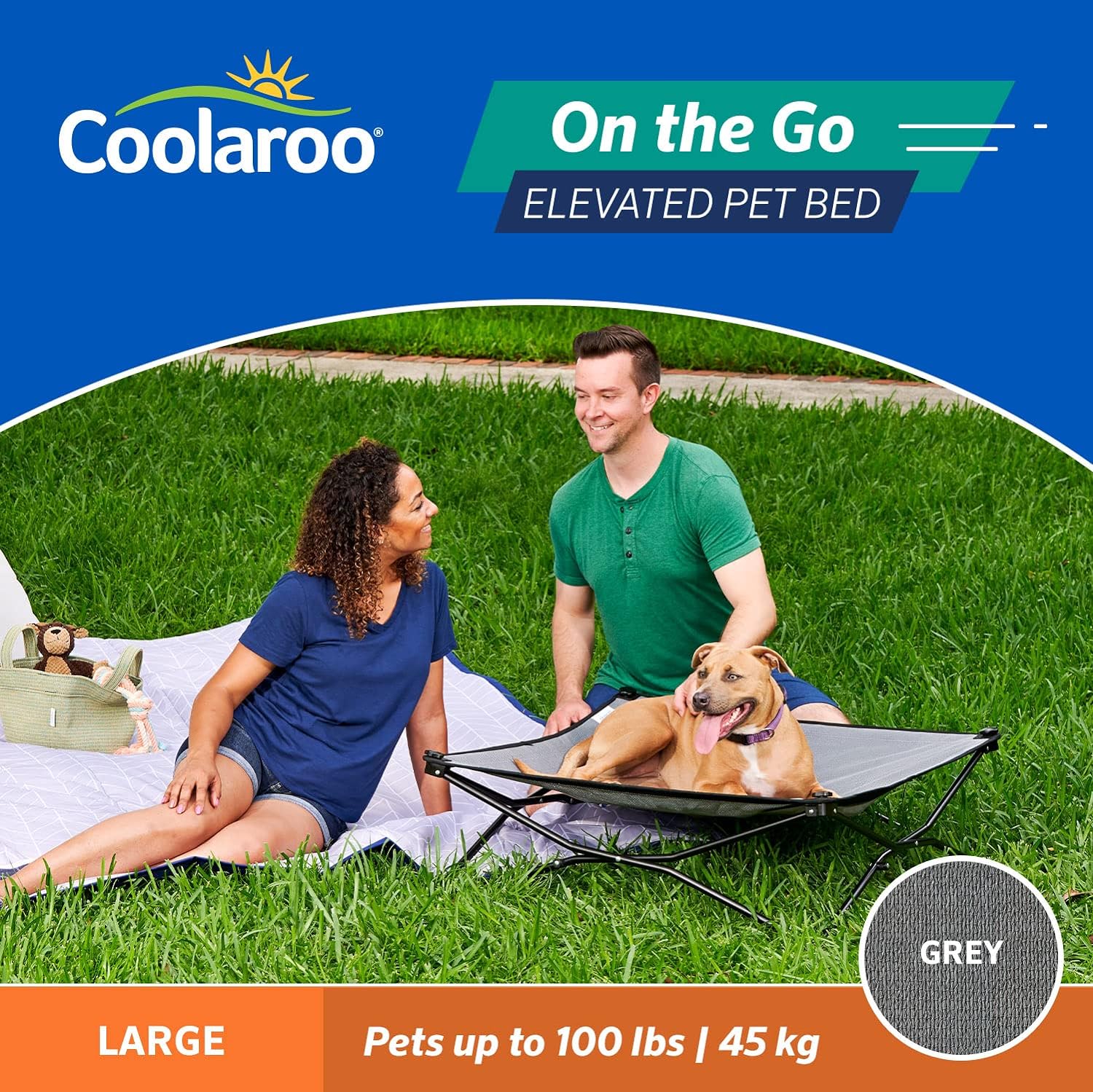 Coolaroo On The Go Cama elevada refrescante para perros, portátil para viajes y